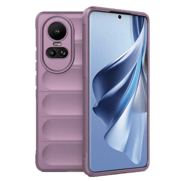 Husa Matte Waves pentru Oppo Reno10 | Reno10 Pro, Camera Protect, Striatii laterale, Colturi intarite, Margini inaltate, Antialunecare, Antisoc, Silicon prietenos cu pielea, Mov