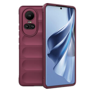 Husa Matte Waves pentru Oppo Reno10 | Reno10 Pro, Camera Protect, Striatii laterale, Colturi intarite, Margini inaltate, Antialunecare, Antisoc, Silicon prietenos cu pielea, Visiniu