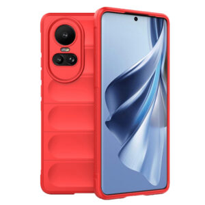 Husa Matte Waves pentru Oppo Reno10 | Reno10 Pro, Camera Protect, Striatii laterale, Colturi intarite, Margini inaltate, Antialunecare, Antisoc, Silicon prietenos cu pielea, Rosu