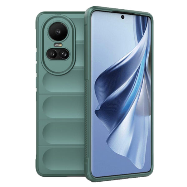 Husa Matte Waves pentru Oppo Reno10 | Reno10 Pro, Camera Protect, Striatii laterale, Colturi intarite, Margini inaltate, Antialunecare, Antisoc, Silicon prietenos cu pielea, Verde