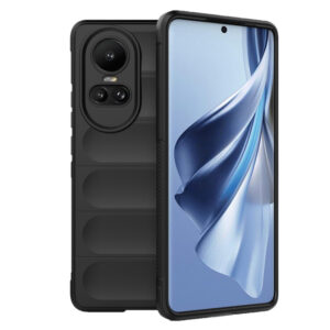 Husa Matte Waves pentru Oppo Reno10 | Reno10 Pro, Camera Protect, Striatii laterale, Colturi intarite, Margini inaltate, Antialunecare, Antisoc, Silicon prietenos cu pielea, Negru