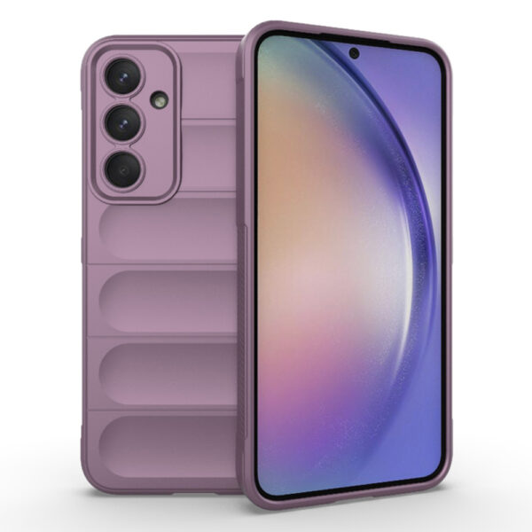 Husa Matte Waves pentru Samsung Galaxy A54, Camera Protect, Striatii laterale, Colturi intarite, Margini inaltate, Antialunecare, Antisoc, Silicon prietenos cu pielea, Mov