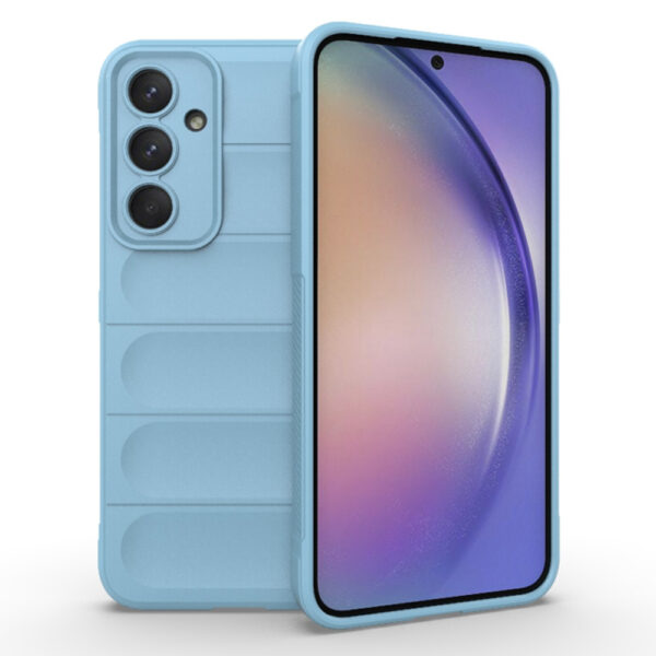 Husa Matte Waves pentru Samsung Galaxy A54, Camera Protect, Striatii laterale, Colturi intarite, Margini inaltate, Antialunecare, Antisoc, Silicon prietenos cu pielea, Albastru