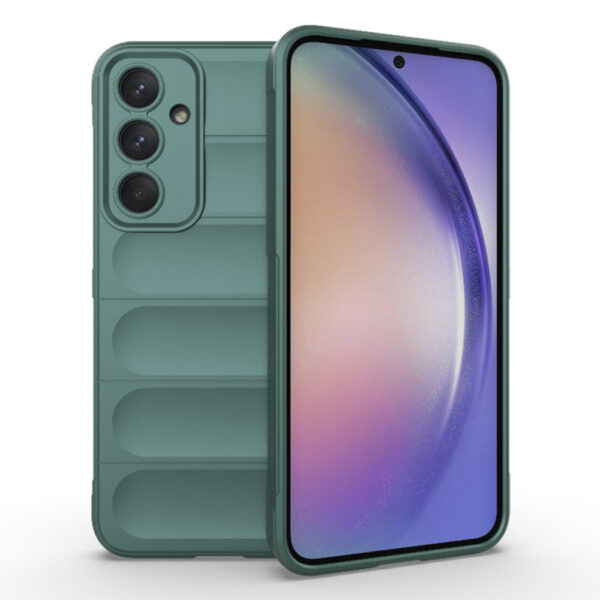 Husa Matte Waves pentru Samsung Galaxy A54, Camera Protect, Striatii laterale, Colturi intarite, Margini inaltate, Antialunecare, Antisoc, Silicon prietenos cu pielea, Verde