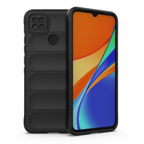 Husa Matte Waves pentru Xiaomi Redmi 9C NFC | Redmi 9C, Camera Protect, Striatii laterale, Colturi intarite, Margini inaltate, Antialunecare, Antisoc, Silicon prietenos cu pielea, Negru