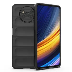 Husa Matte Waves pentru Xiaomi Poco X3 Pro | Poco X3 NFC | Poco X3, Camera Protect, Striatii laterale, Colturi intarite, Margini inaltate, Antialunecare, Antisoc, Silicon prietenos cu pielea, Negru