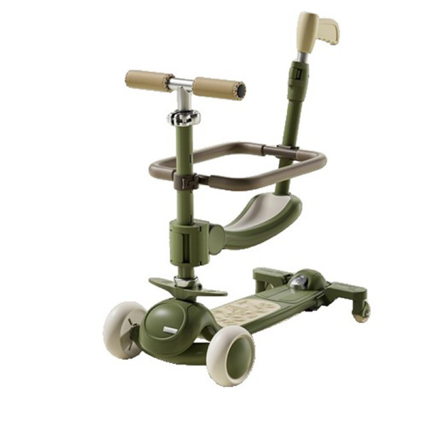 Trotineta Multifunctionala Comando Kids, Maner Reglabil, Pliabila, Ghidon Reglabil, Reglare Inaltime, Parti Detasabile, Iluminare Led, Muzica, Greutate Suportata 100 Kg, Verde