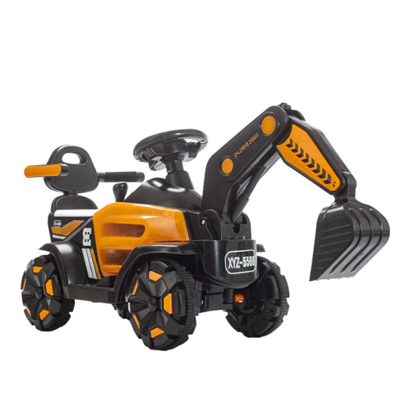 Masinuta Electrica tip Excavator, Comando Kids, Brat Electric Mobil, Maneta Control, Spatar si Bare Laterale, Sistem de Iluminare, Sistem Sonorizare, Varsta 2-7 Ani, Portocaliu