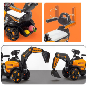 Masinuta Electrica tip Excavator, Comando Kids, Brat Electric Mobil, Maneta Control, Spatar si Bare Laterale, Sistem de Iluminare, Sistem Sonorizare, Varsta 2-7 Ani, Portocaliu - 2