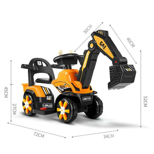 Masinuta Electrica tip Excavator, Comando Kids, Brat Electric Mobil, Maneta Control, Spatar, Bare Laterale, Sistem de Iluminare, Sistem Sonorizare, Varsta 2-7 Ani, Portocaliu - 4