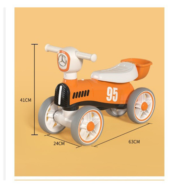 Bicicleta fara Pedale cu 4 Roti Comando Kids, Sistem Anti-Rasturnare, Sistem de Iluminare, Sistem Sonorizare, Varsta 1-3 ani, Portocaliu - 4