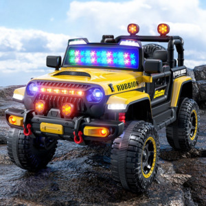 Masinuta Electrica Tip Off Road, Comando Kids, Tractiune 4X4, Acumulatori Inclusi, Baterie 12V, Control de la Distanta, Sistem de Iluminare, Sistem Sonorizare, 3+ Ani, Galben