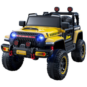 Masinuta Electrica Tip Off Road, Comando Kids, Tractiune 4X4, Acumulatori Inclusi, Baterie 12V, Control de la Distanta, Sistem de Iluminare, Sistem Sonorizare, 3+ Ani, Galben - 6