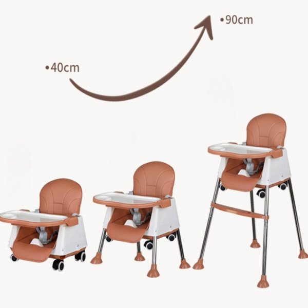 Scaun de Masa 3 in 1 Comando Kids, Pliabil, Inaltime Reglabila, Invelis Piele Ecologica, Centura de Siguranta, Masuta si Husa Detasabile, Roti, Roz - 4