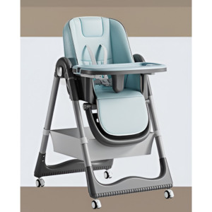 Scaun de Masa pentru Bebelusi si Copii Comando Kids, Multifunctional, 2 Tavite si Husa Detasabile, cu Centura de Siguranta, Spatiu de Depozitare, Roti, Inaltime si Spatar Reglabile, Varsta 6+ Luni, Albastru - 3