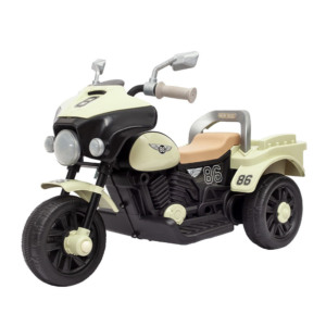 Motocicleta Electrica Comando Kids, Acumulatori Inclusi, Sistem Anti-Rasturnare, Sistem de Iluminare, Sistem Sonorizare, Cutie Depozitare, Varsta 1-8 Ani, Bej