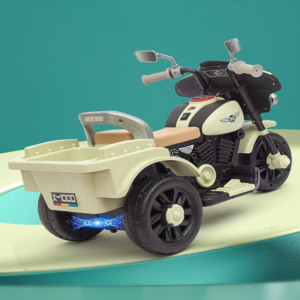 Motocicleta Electrica Comando Kids, Acumulatori Inclusi, Sistem Anti-Rasturnare, Sistem de Iluminare, Sistem Sonorizare, Cutie Depozitare, Varsta 1-8 Ani, Bej - 3