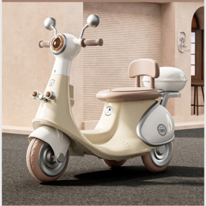 Motocicleta Electrica 3 Roti, Comando Kids, Acumulatori Inclusi, Control Bluetooth, Telecomanda, Sistem Anti-Rasturnare, Sistem de Iluminare, Sistem Sonorizare, Varsta 3-8 Ani, Bej