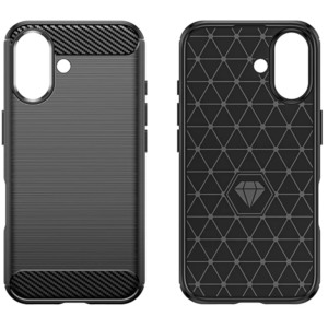 Husa Protectie Silicon Antisoc Carbon TPU Negru compatibila cu iPhone 16 Plus