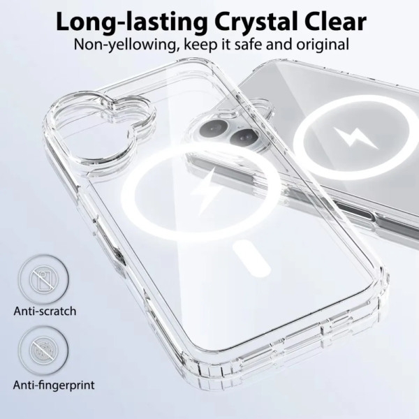 Husa de protectie compatibila cu iPhone 16, MagSafe integrat, Antisoc, Protectie colturi si margini, Transparent